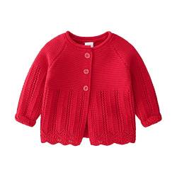 Rolanko Baby Mädchen Baumwolle Strickjacke Cardigan mit Knopfleiste(Rot,Etikettengröße:100) von Rolanko