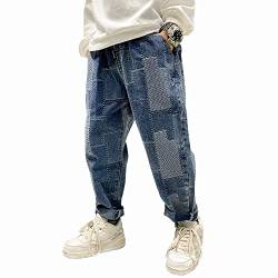 Rolanko Jungen Zerrissene Jeans mit Elastischer Taille, Retro-Denimhose mit Konischem Beindesign und Taschen für Kinder, Blau Splice, Größe:170 von Rolanko