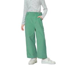 Rolanko Mädchen Cordhose, Pull On Elastische Taille Gerades Bein Abgeschnitten Lange Hosen für Kinder, Grün, Größe: 150/10-11 Jahre von Rolanko