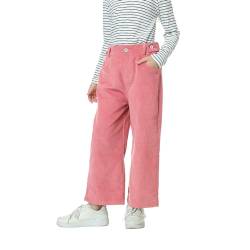 Rolanko Mädchen Cordhose, Pull On Elastische Taille Gerades Bein Abgeschnitten Lange Hosen für Kinder, Rosa, Größe: 120/5-6 Jahre von Rolanko