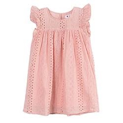 Rolanko Mädchen Freizeitkleider, flatternde Ärmel Baumwolle A-Linie hohles Kleid für Kleinkinder Mädchen, Rosa, 5-6 Jahre, Größe: 120 von Rolanko