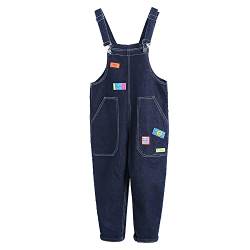 Rolanko Mädchen Kinder Jeans Latzhose Jumpsuit Lange Hose Overall mit Verstellbaren Hosenträgern, Marine, Größe:150 von Rolanko