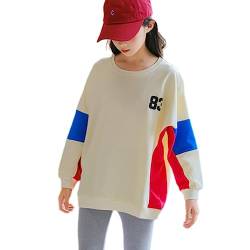 Rolanko Mädchen Sweatshirt Baumwolle Oversized Pullover Top Langarm Casual Shirt, Napoli Gelb, Größe: 130 von Rolanko