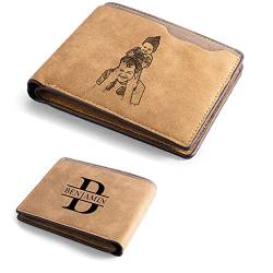 Rolaonly Herren Geldbörse mit Foto Namen Gravur Braun Personalisiert Wallet Geschenk für Geburtstag/Weihnachten/Valentinstag/Vatertag von Rolaonly