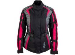 Motorradjacke ROLEFF "RO 904" Jacken Gr. XS, schwarz (schwarz, pink) Motorradjacken 6 Taschen, Mit Sicherheitsstreifen von Roleff