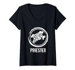 Damen Wow Priester Priest Spieler T-Shirt mit V-Ausschnitt von Rollenspieler