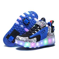 Kinder, Farbe-volle LED Licht-UP, USB wiederaufladbar, Trainer Roller Skates Schuhe mit doppelten Rädern, Trainer Sneakers Geburtstagsparty Thanksgiving von Roller&Skates