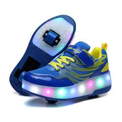 Unisex Kinder LED Licht Skateboardschuhe mit Rollen Drucktaste Einstellbare Rollerblades Inline Skates Outdoor Sport Fitnessschuhe Gymnastik Running Sneaker für Jungen Mädchen von Roller&Skates