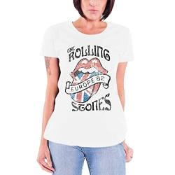 Rockoff Trade Damen Europe '82 T-Shirt, Weiß, S von Rolling Stones