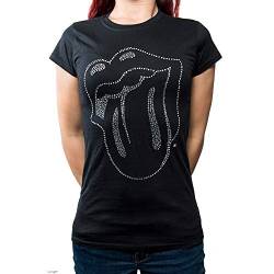 Rockoff Trade Damen The Rolling Stones Tongue with Rhinestone Application T-Shirt, Schwarz, Large von Rolling Stones