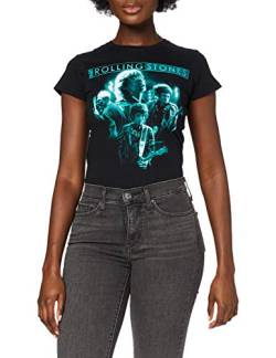 Rolling Stones Damen Band Glow T-Shirt, Schwarz, 40 von Rolling Stones