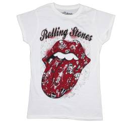 Rolling Stones Damen The Tattoo Flash T-Shirt, weiß, 8 (Size: Womens: 8) von Rolling Stones