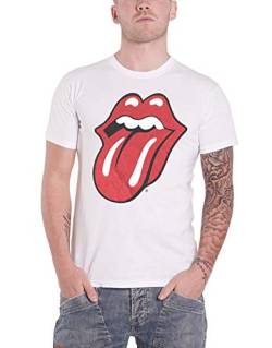 Rolling Stones Herren The Classic Tongue with Soft Hand Inks T-Shirt, weiß, XXL von Rolling Stones