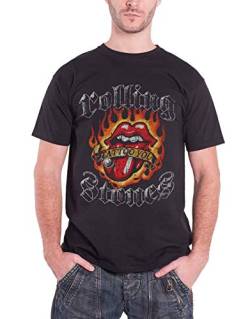 Rolling Stones Herren The Flaming Tattoo Tongue T-Shirt, Schwarz, XL von Rolling Stones