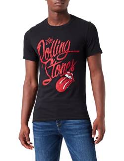 Rolling Stones Herren The Script Logo T-Shirt, Schwarz, XXL von Rolling Stones