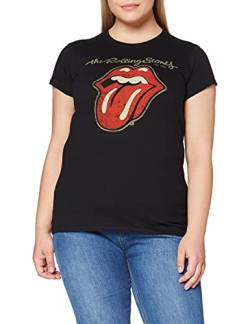 Rolling Stones Plastered Tongue Official Womens New Black Skinny Fit T Shirt, Schwarz (Black), L von Rolling Stones
