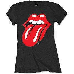 The Rolling Stones Damen Classic Tongue T-Shirt, Schwarz (Black), 40 (Herstellergröße:X-Large) von Rolling Stones