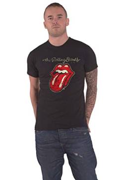 The Rolling Stones Herren Plastered Tongue T-Shirt, Schwarz (Black Black), Large von Rolling Stones