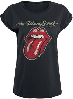 The Rolling Stones Plastered Tongue Frauen T-Shirt schwarz M 100% Baumwolle Band-Merch, Bands von Rolling Stones