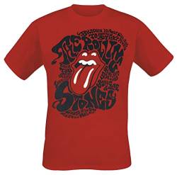 The Rolling Stones Psychedelic Tongue Männer T-Shirt rot XXL 100% Baumwolle Band-Merch, Bands von Rolling Stones