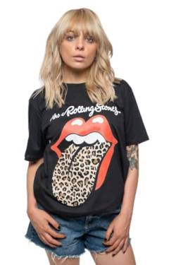 The Rolling Stones T Shirt Leopard Print Tongue Damen Boyfriend Fit T Shirt S von Rolling Stones