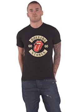 The Rolling Stones T Shirt Sixty Biker Tongue Logo Nue offiziell Herren Schwarz, L von Rolling Stones