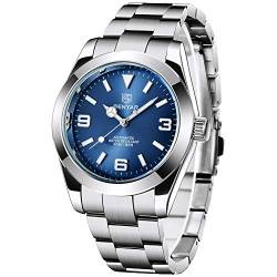 RollsTimi Benyar Herren-Automatikuhren, Edelstahlband, 50 m, wasserdicht, leuchtend, für Herren, modisch, Spot, mechanische Armbanduhr (4-blau), 4-blau, Armband, BY 5176 PLUS von RollsTimi