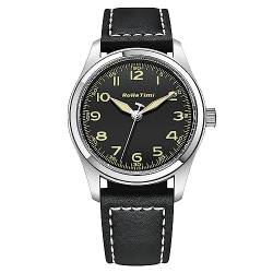 RollsTimi Herren Quarzuhr 50M Wasserdicht Einfache und stilvolle japanische PC21 Leuchtquarz Herrenuhr Neue RT7902 Mode Herrenuhr (Schwarzes Leder-7901) von RollsTimi