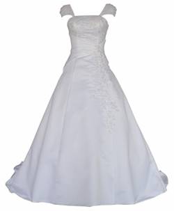 Romantic-Fashion Brautkleid Hochzeitskleid Weiß Modell W054 A-Linie Satin Stickerei Perlen Pailetten DE Größe 40 von Romantic-Fashion