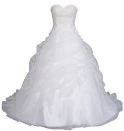 Romantic-Fashion Brautkleid Hochzeitskleid Weiß Modell W075 A-Linie Lang Satin Trägerlos Perlen Pailletten DE Größe 34 von Romantic-Fashion