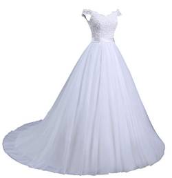 Romantic-Fashion Brautkleid Hochzeitskleid Weiß Modell W102 A-Linie Stickerei Träger Satin Organza DE Größe 42 von Romantic-Fashion