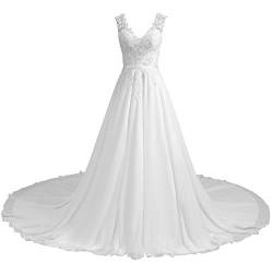 Romantic-Fashion Brautkleid Hochzeitskleid Weiß Modell W195 A-Linie Stickerei Satin DE Größe 36 von Romantic-Fashion