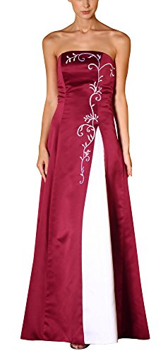 Romantic-Fashion Damen Ballkleid Abendkleid Brautkleid Lang Modell E556 Zweifarbig Stickerei DE Rot Größe 36 von Romantic-Fashion