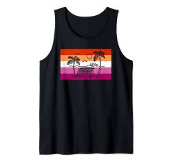 California Beach Palm Tree Van Gay Lesbian Pride Flagge Tank Top von Romantic Matching Lesbian Couple Gay Pride Merch
