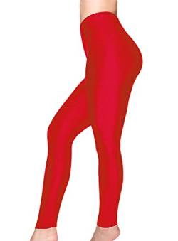 Romastory Damen Gestreckte Glänzende Sport Leggings Elastische Hosen Glänzende Leggings Strumpfhosen - Rot - Groß von Romastory