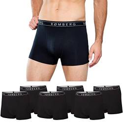 Romberg Herren Boxershorts, 6er Pack (Schwarz mit Schriftzug, 3XL) von Romberg