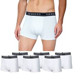 Romberg Herren Boxershorts, 6er Pack (Weiß mit Schriftzug, L) von Romberg