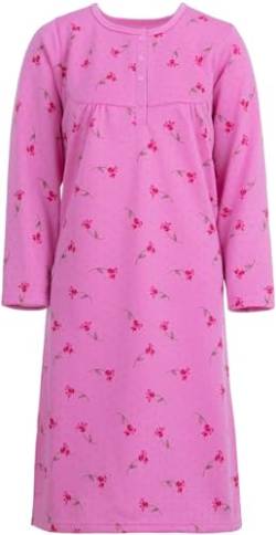 Lucky Damen Thermo Nachthemd Langarm Schlafshirt mit Blumendruck Herbst und Winter, Größe:XL, Farbe:Rosa von Romesa