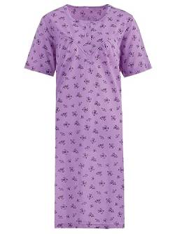 Romesa Damen Nachthemd kurzärmelig Schlafshirt Sommer Größe M L XL XXL, Größe:XL, Farbe:Flieder von Romesa