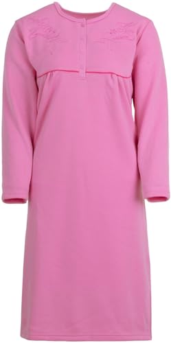 Romesa Thermo Damen Nachthemd Langarm angeraut Herbst Winter (Pink, XL) von Romesa