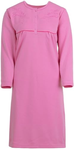 Romesa Thermo Damen Nachthemd Langarm angeraut Herbst Winter (Pink, XXL) von Romesa