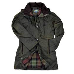 Damen-Wachsjacke New Ashdown - Robuste wind- und wasserdichte, tailliert geschnittene Regenjacke inklusive Kapuze (Oliv, XXXL) von Romneys