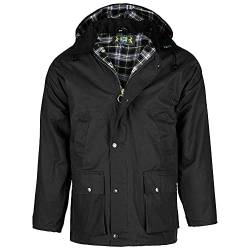 Die Original englische Wachsjacke Country – Robuste wind- und wasserdichte Regenjacke inklusive Kapuze (Schwarz, XXL) von Romneys