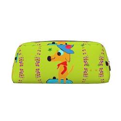 Romuka Cartoon Dog Doing Sports Exquisite Leder Federmäppchen - Modische Kleine Tasche Multifunktionale Schreibwaren Tasche Metall Reißverschluss Dreidimensionale Federmäppchen, gold, Einheitsgröße, von Romuka