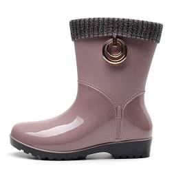 Ronony Gummistiefel Damen Gefüttert Wasserdicht - Wasserfeste & rutschfeste Gartenschuhe Regenstiefel Gummistiefel Thermostiefel Wintergummistiefel Damen lange Röhre wasserdichte Stiefel Regenstiefel von Ronony