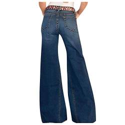 Ronony Jeanshosen für Frauen Boyfriend High Waist Jeanshose Locker Lang Boyfriend Jeans Weites Bein Hose Denim Straight Lässig Weich Pants Y2K Style Denim Freizeithose für Junges Mädchen Schlagjeans von Ronony