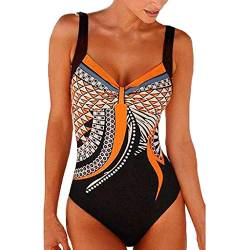 Ronony Sexy Einteiliger Badeanzug Damen Swimsuits mit Blumenmuster Swimsuits Bauchkontrolle Neckholder Sexy Damen Badeanzug Strandbikini Sportlichem Sexy Hoch Taillierte BadeanzüGe Bodysuit Bauchweg von Ronony