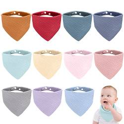 LäTzchen Baby 11 StüCk Dreieckstuch Baby,Absorbierende Dreieckstuch,Vier Stockwerke Weiche & Absorbierende Musselin HalstüCh,Mit Verstellbares Druckknopf,FüR Jungen,MäDchen Neugeboren,Unisex von Ronronner