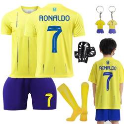 Ronronner Fußballtrikot für Kinder, Fussball Jersey Football Trikots, Kurzarmtrikot Shorts Set, Nr. 7 Yellow Jersey Fußballtrikot mit Socken für Erwachsene und Kinder (Huang-7-24) von Ronronner