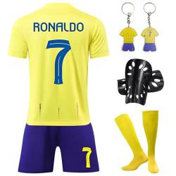 Ronronner Fußballtrikot für Kinder, Fussball Jersey Football Trikots, Kurzarmtrikot Shorts Set, Nr. 7 Yellow Jersey Fußballtrikot mit Socken für Erwachsene und Kinder (Huang-7-26) von Ronronner